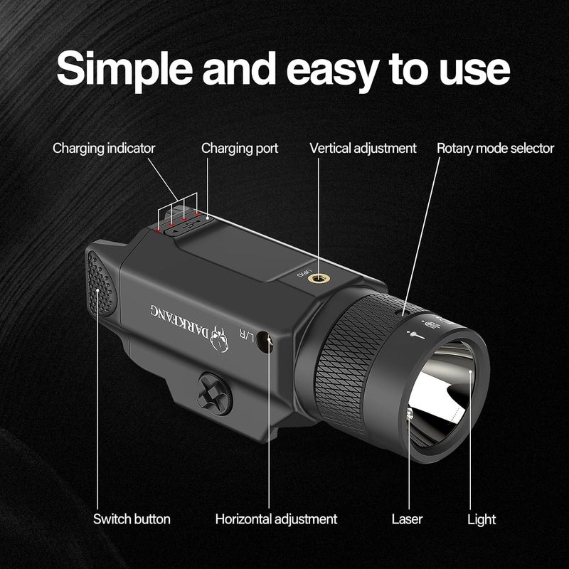 DARKFANG Tactical Flashlight and Blue Laser Light Combo 1500 Lumen for Shotgun/Pistol Light with Momentary/Strobe Function for 1913 Picatinny Rail - Image 5